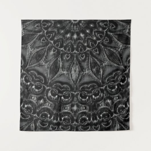 Charcoal Mandala Tapestry Wandteppich (Vorderseite)