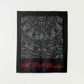 Charcoal Mandala Tapestry Wandteppich (Vorderseite)