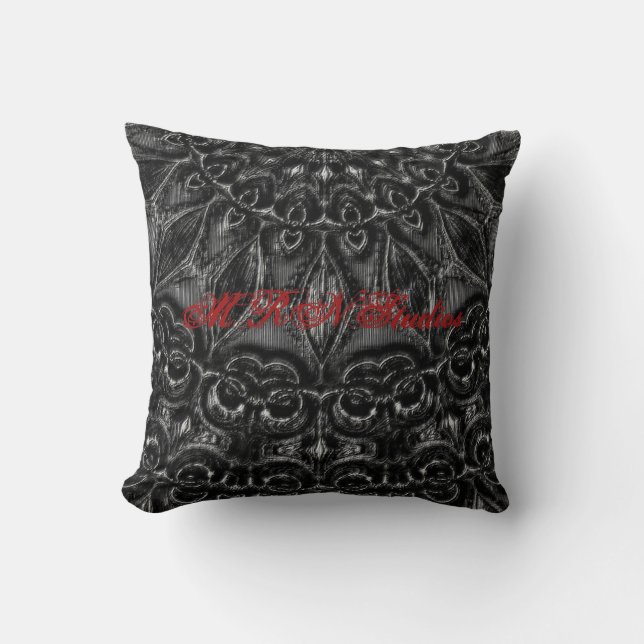 Charcoal Mandala Throw Pillow Kissen (Vorderseite)