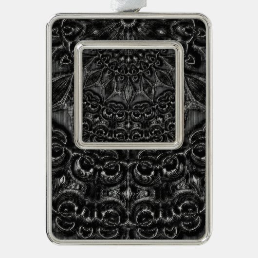 Charcoal Mandala Weihnachtsschmuck Rahmen-Ornament Silber (Vorderseite)