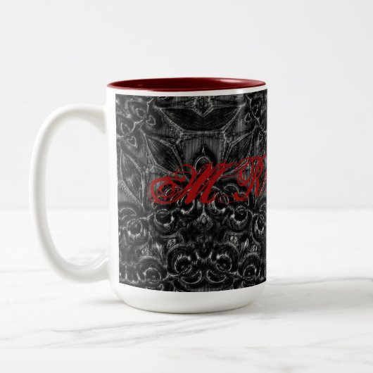 Charcoal Mandala Zwei-Tone-Kaffee-Tasse Zweifarbige Tasse (Links)