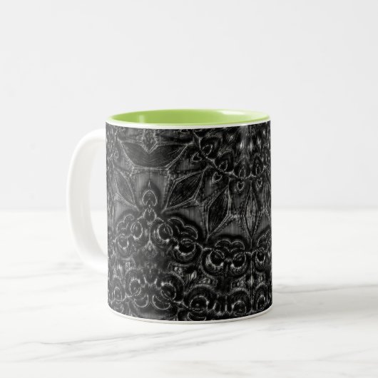 Charcoal Mandala Zweifarbige Tasse (Vorderseite Links)