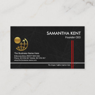 Charcoal Marble Grunge Red Stripes Gründer CEO Visitenkarte