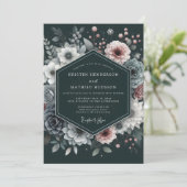 Charcoal Mauve Luminous Bloom Wedding Einladung (Stehend Vorderseite)