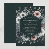 Charcoal Mauve Luminous Bloom Wedding Einladung (Vorne/Hinten)