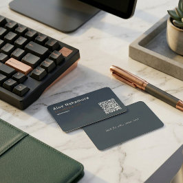 Charcoal Minimal QR Code Tech Founder Startup Visitenkarte