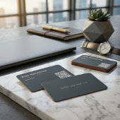 Charcoal Minimal QR Code Tech Founder Startup  Visitenkarte