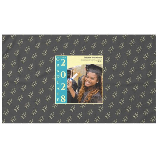 Charcoal Modern Graduation Photo Cap Pattern Tischdecke (Vorderseite (Horizontal))
