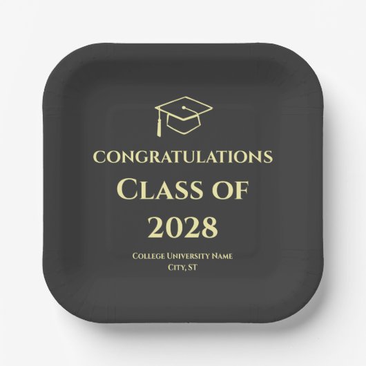 Charcoal Modern Typography Graduation Party Pappteller (Vorderseite)