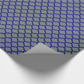 Charcoal Navy Blue marokkanisches Quatrefolienmust Geschenkpapier (Ecke)