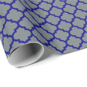 Charcoal Navy Blue marokkanisches Quatrefolienmust Geschenkpapier (Rolleneckpunkt)