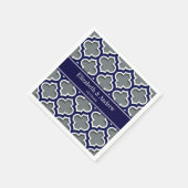 Charcoal Navy Wht Moroccan #5DS Navy Name Monogram Serviette (Ecke)