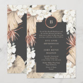 Charcoal Pampas Creme Rose Einladung (Vorne/Hinten)
