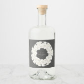 Charcoal Pampas Grass Tropical Floral Wedding Gin Alkoholflaschenetikett (Vorderseite)