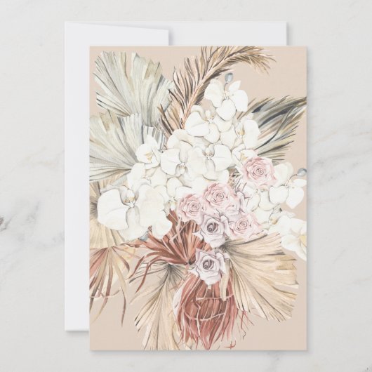 Charcoal Pampas tropisches romantisches Brautparty Einladung (Rückseite)