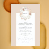 Charcoal Pampas Wreath Cream Boho Monogram Wedding Menükarte