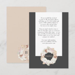 Charcoal Pampas Wreath Gray Boho Monogram Wedding Begleitkarte