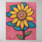 Charcoal Pencil Yellow Daisy Poster (Vorne)
