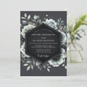 Charcoal Penumbral Bloom Wedding Einladung (Stehend Vorderseite)
