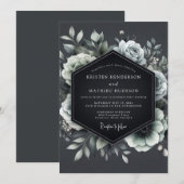 Charcoal Penumbral Bloom Wedding Einladung (Vorne/Hinten)