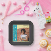 Charcoal Photo Modern Graduation Cap Party Pappteller (Party)