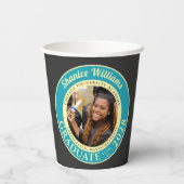 Charcoal Photo Modern Graduation Party Pappbecher (Rückseite)