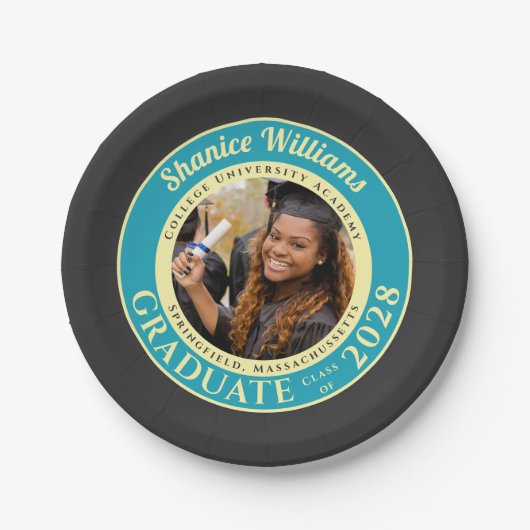 Charcoal Photo Modern Graduation Party Pappteller (Vorderseite)