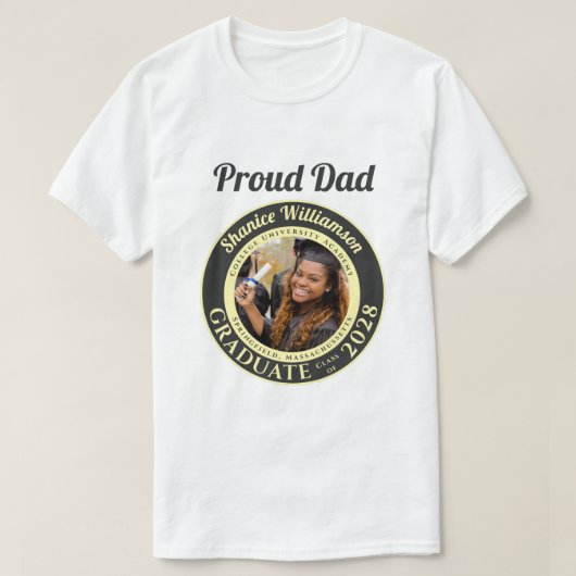Charcoal Photo Modern Graduation Proud Dad T-Shirt (Design vorne)