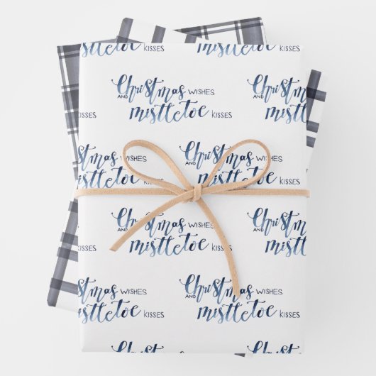 Charcoal Plaid & Christmas Wishes Script Geschenkpapier Set (Beispiel)