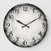 Charcoal Rhythm — Abstract Große Wanduhr (Vorderseite)