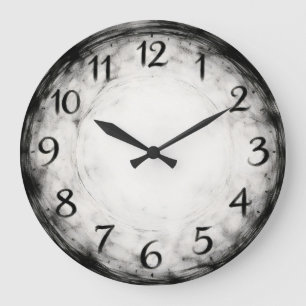 Charcoal-Rhythmus — Abstrakt Große Wanduhr