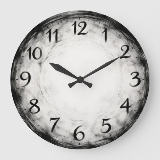 Charcoal-Rhythmus — Abstrakt Große Wanduhr (Vorderseite)