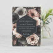 Charcoal Rose Nocturne Hochzeit Einladung (Stehend Vorderseite)
