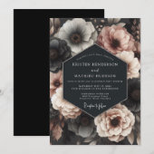 Charcoal Rose Nocturne Hochzeit Einladung (Vorne/Hinten)