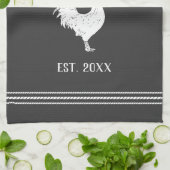 Charcoal Rustic Hühner Personalisierte Bezeichnung Geschirrtuch (Gefaltet)