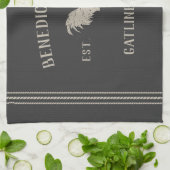 Charcoal Rustic Hühner Personalisierte Bezeichnung Geschirrtuch (Gefaltet)