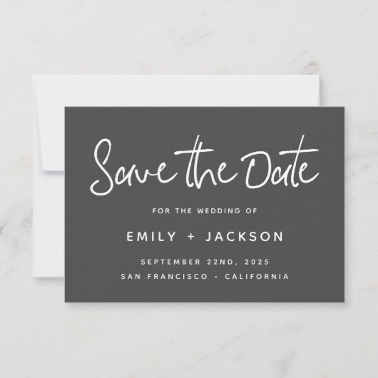 Charcoal Script Modern Einfach Save the Date (Vorderseite)