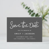Charcoal Script Modern Einfach Save the Date (Stehend Vorderseite)