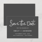 Charcoal Script Modern Einfach Save the Date (Vorne/Hinten)