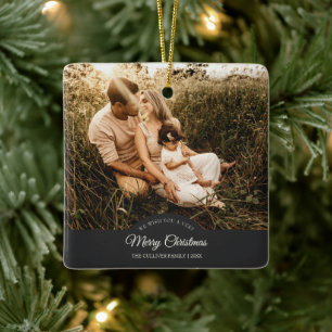 Charcoal Sehr frohe Weihnachtsfamilie Foto Keramikornament