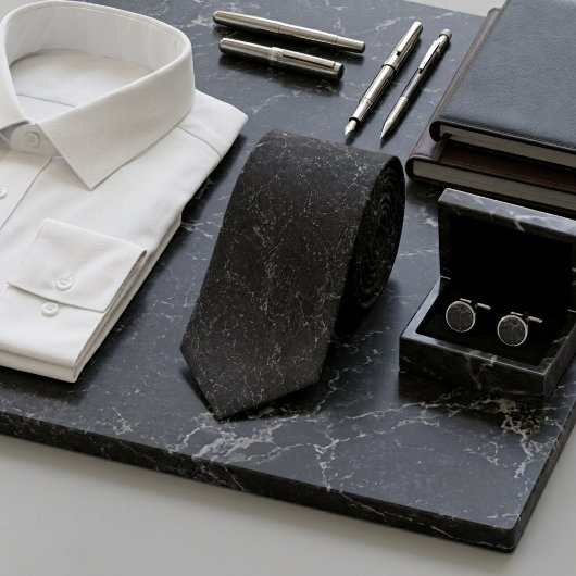 Charcoal & Silver Smoke Marmor Krawatte