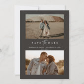 Charcoal Simple Modern Minimalistisch Drei Foto Save The Date (Vorderseite)