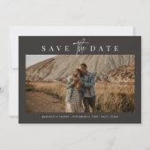 Charcoal Simple Modern Minimalistisch Four Foto Save The Date (Vorderseite)