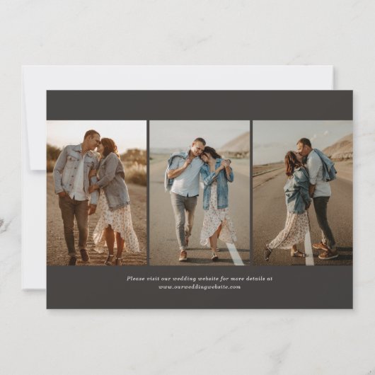 Charcoal Simple Modern Minimalistisch Four Foto Save The Date (Rückseite)