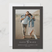 Charcoal Simple Modern Minimalistisch Zwei Foto Save The Date (Vorderseite)