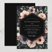 Charcoal Somber Anemone Wedding Einladung (Vorne/Hinten)
