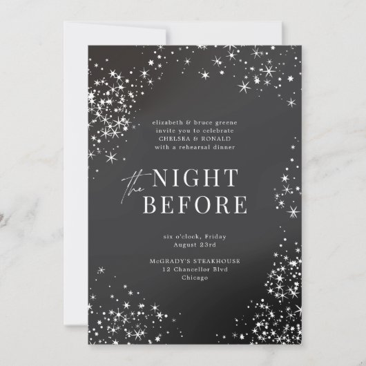 Charcoal Startnight Before Probe Dinner Einladung (Vorderseite)