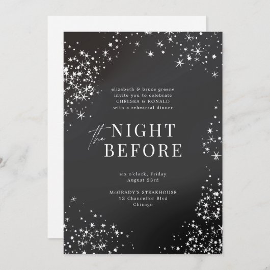 Charcoal Startnight Before Probe Dinner Einladung (Vorne/Hinten)