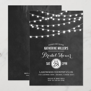 Charcoal String Lights Bridal Dusche Einladung