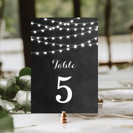 Charcoal String Lights Hochzeitsstimmung Tischnumm Tischnummer